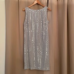 Lauren by Ralph Lauren - Silver Sequin Evening Dress size 14